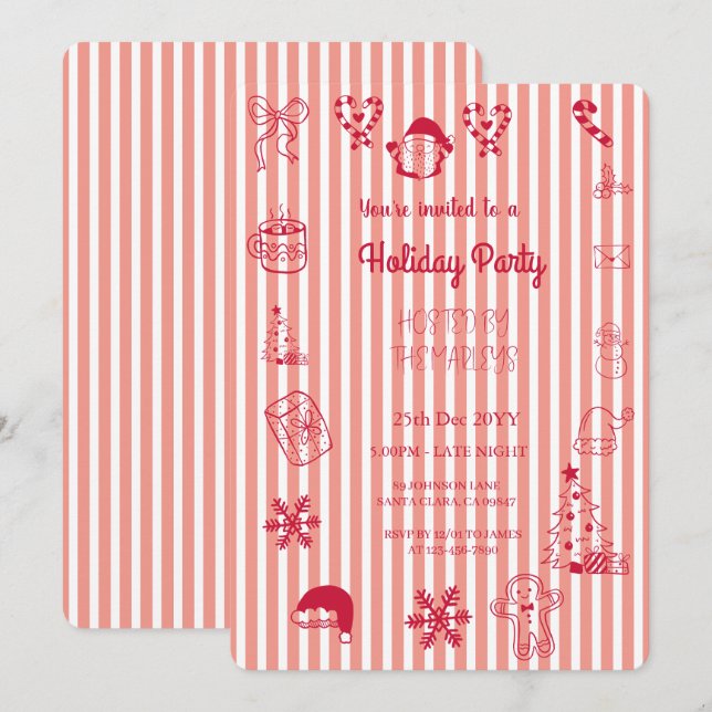 Invitation Fête fantaisiste à main (Devant / Derrière)