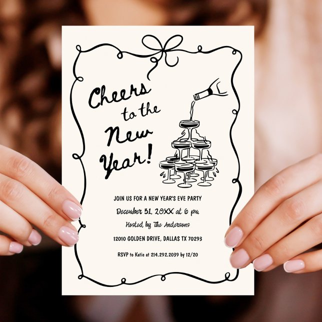 Invitation Fête fantaisiste du Nouvel An (Créateur téléchargé)
