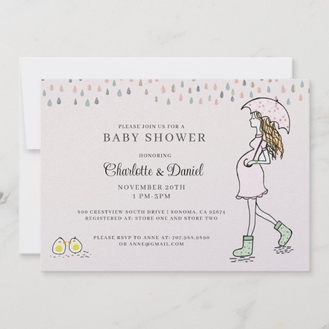 Invitation Fête fantaisiste pour la future maman et son bébé (Devant)