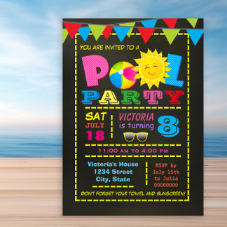 Invitation Fête festive de fête d'anniversaire pour filles à