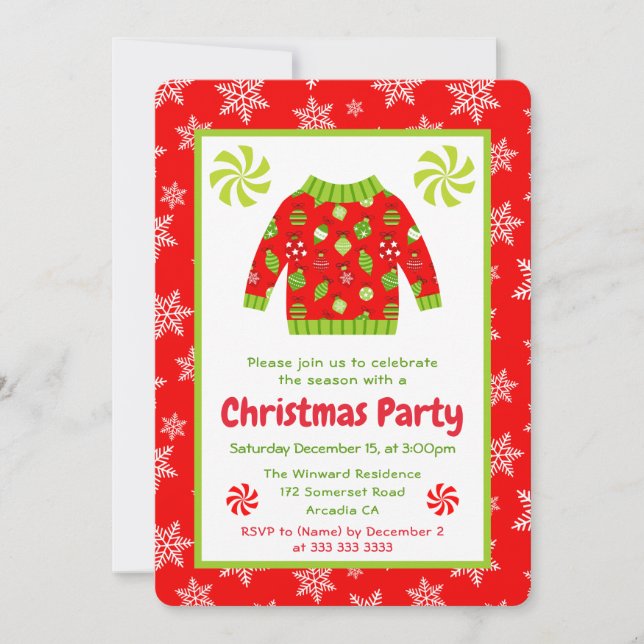 Invitation Fête festive de pulls de Noël laids (Devant)