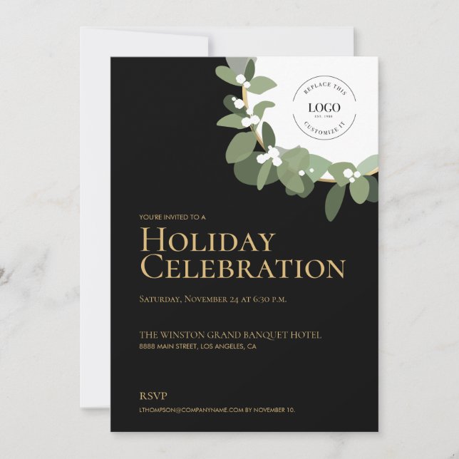 Invitation Fête Fête Fête Fête moderne Wreath (Devant)