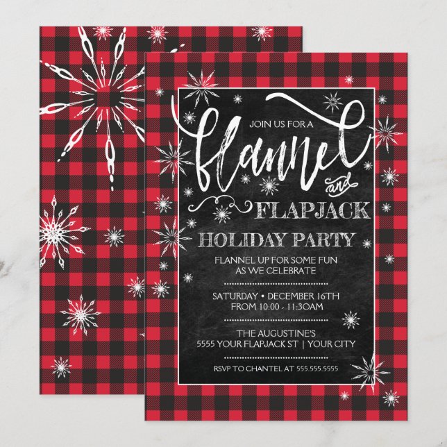 Invitation Fête Fête Flannel & Flapjack (Devant / Derrière)