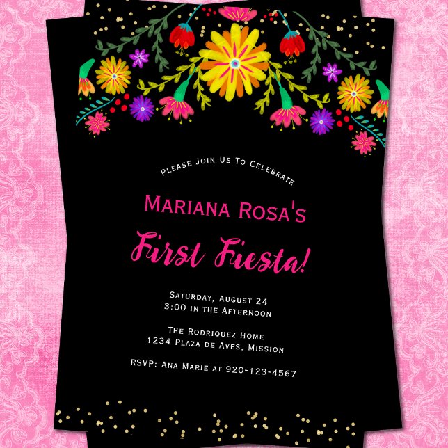 Invitation Fête Fête Florale Mexicaine Anniversaire (Créateur téléchargé)
