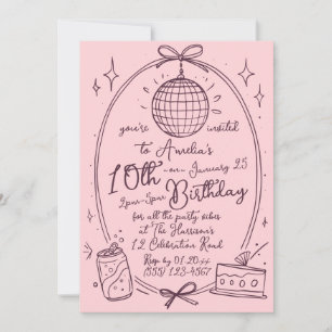 Invitation Fête Fille Double Chiffres 10ème Anniversaire