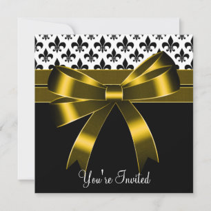 Invitation Fête Fleur de Lis Or et Noir