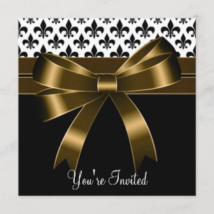 Invitation Fête Fleur de Lis Or et Noir