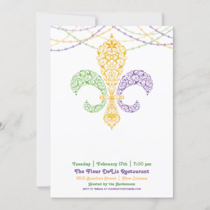 Invitation Fête Fleur DeLis Mardi Gras 2