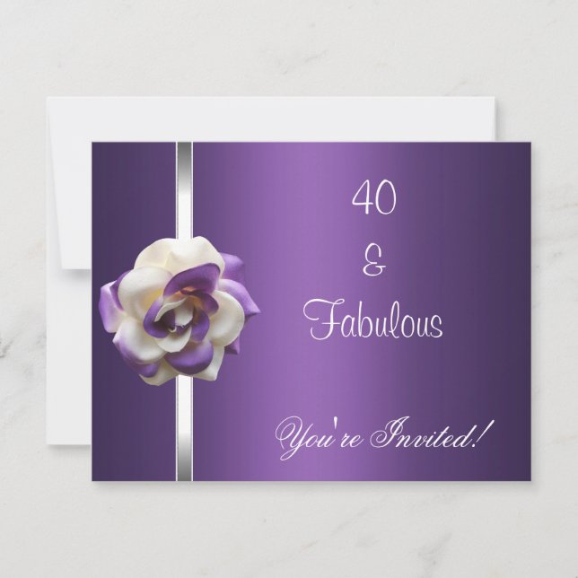 Invitation Fête Fleur Violette Blanche Fabuleuse 4 (Devant)