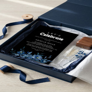 Invitation Fête Fleurie Bleu de la Royal Navy Célébrons