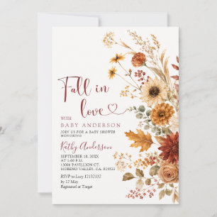 Invitation Fête Florale d'Automne Tombez amoureux Baby Shower