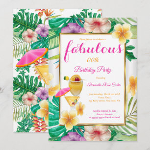 Invitation Fête Florale de Cocktail Tropical Fabuleux