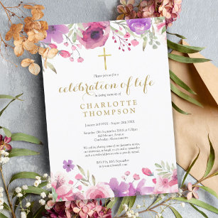 Invitation Fête florale de la vie funérailles chrétiennes