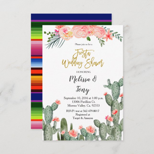 Invitation Fête florale de mariage Fiesta succulente (Devant / Derrière)