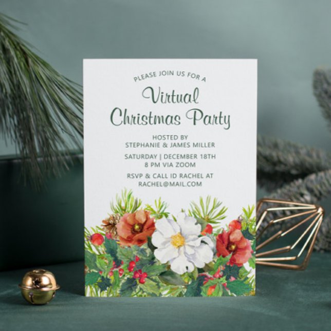 Invitation Fête Florale de Noël virtuel en ligne (Créateur téléchargé)