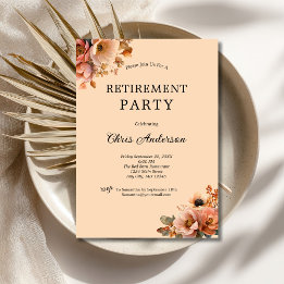 Invitation Fête Florale Élégante Moderne Beige Rose Retraite