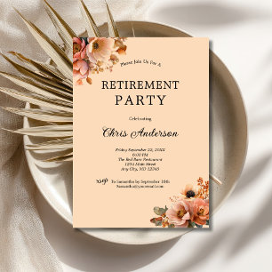 Invitation Fête Florale Élégante Moderne Beige Rose Retraite 
