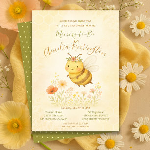 Invitation Fête Florale Maman à Bébé Abeille Fête Prénatale
