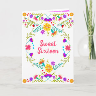 Invitation Fête Florale Mexicaine Blanche et Rose Douce 16