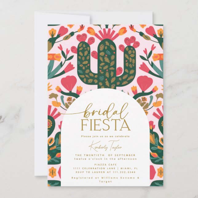 Invitation Fête Florale Mexicaine Douche Fiesta (Devant)
