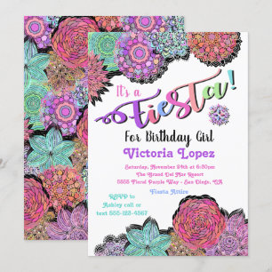 Invitation Fête Florale mexicaine Mandala fête d'anniversaire