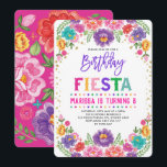 Invitation Fête Florale mexicaine Nacho fête d'anniversaire m<br><div class="desc">Invitation d'anniversaire Fiesta avec des fleurs d'aquarelle d'inspiration mexicaine et des confettis d'or faux</div>