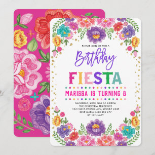 Invitation Fête Florale mexicaine Nacho fête d'anniversaire m