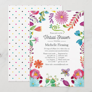Invitation Fête Florale Mexicaine Virtuelle de Baby Shower
