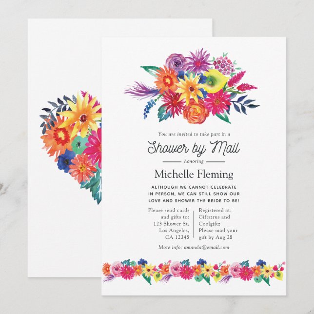 Invitation Fête Florale sous forme de douche par la Poste (Devant / Derrière)