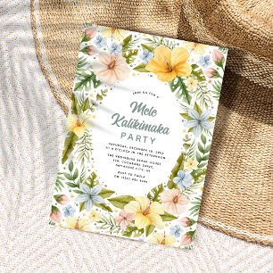 Invitation Fête florale tropicale à l'aquarelle Mele Kalikima