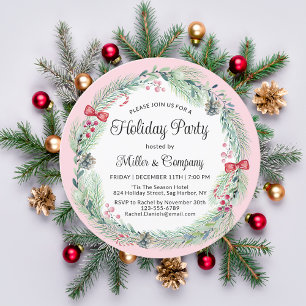 Invitation Fête Florale Wreath Corporate Christmas Party