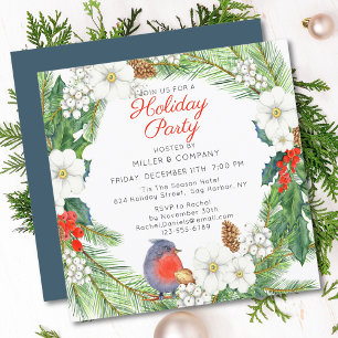Invitation Fête Florale Wreath Corporate Christmas Party