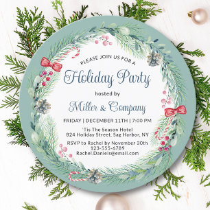Invitation Fête Florale Wreath Corporate Christmas Party