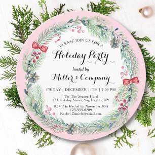 Invitation Fête Florale Wreath Corporate Christmas Party