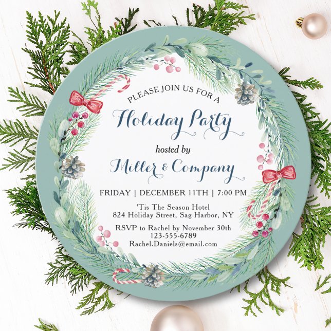 Invitation Fête Florale Wreath Corporate Christmas Party (Créateur téléchargé)