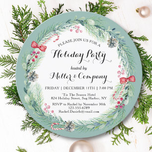 Invitation Fête Florale Wreath Corporate Christmas Party
