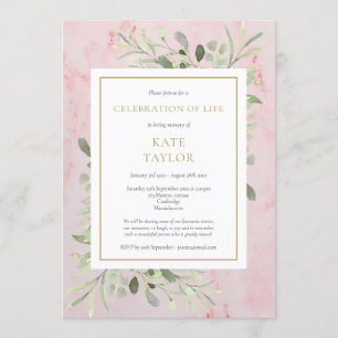 Invitation Fête funéraire élégante du marbre rose Vie