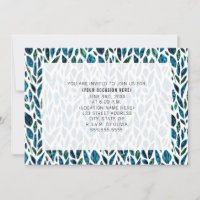 Fête Générique Tout Usage Feuilles Bleues Plume