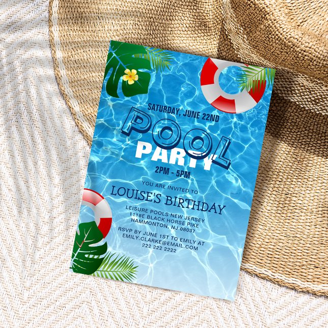Invitation Fête Géniale au Piscine | Anniversaire de Natation (Créateur téléchargé)