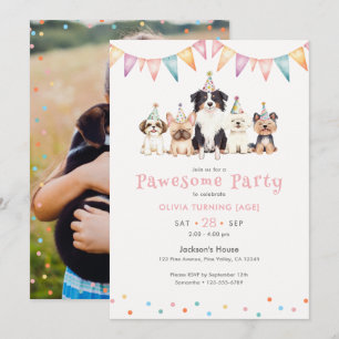 Invitation Fête Géniale Chiens de Tout Âge Photo d'anniversai