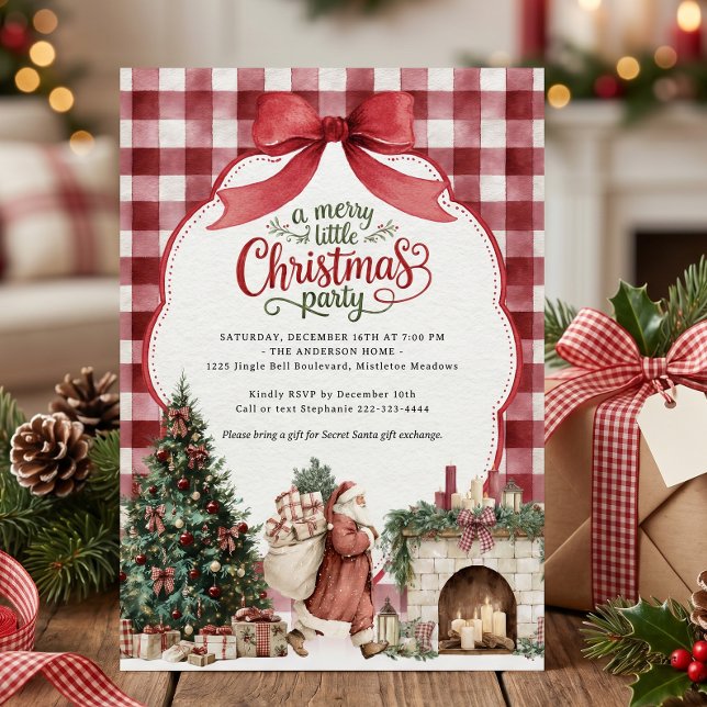 Invitation Fête Gingham de Noël  (Créateur téléchargé)