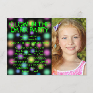 Invitation Fête Glow Neon Lumineux Anniversaire Dans Le Noir
