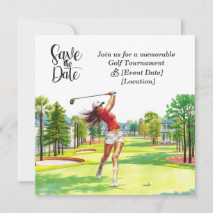 Invitation Fête Golf "Save the Date" pour golfeuse