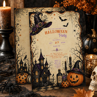 Invitation Fête gothique fantaisiste Halloween |