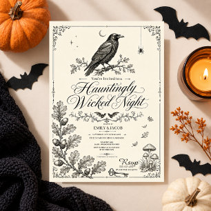 Invitation Fête gothique Halloween corbeau victorien vintage