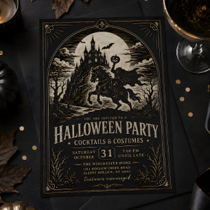 Invitation Fête gothique Halloween de la tête de chevalier sa