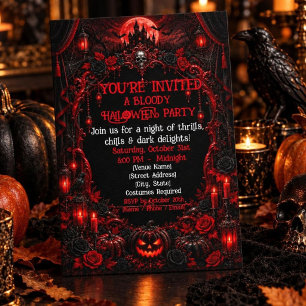 Invitation Fête gothique sanglante d'Halloween Château hanté