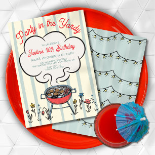 Invitation Fête grillades et fumée de BBQ dans la cour