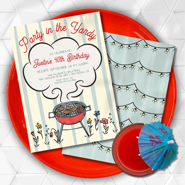 Invitation Fête grillades fumées dans la cour (Créateur téléchargé)