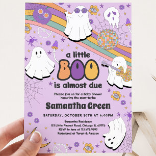 Invitation Fête Groovy Little Boo pour la naissance de bébé